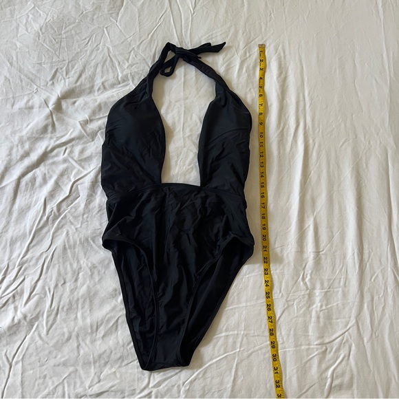 One Piece Backless Swimsuit with Front Cross Halter, Black, Large - Picture 4 of 9